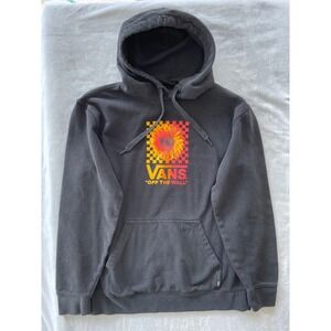 Vans Off The Wall‎ Hoodie Men's Medium Pullover Flower Graphic Checkerboard